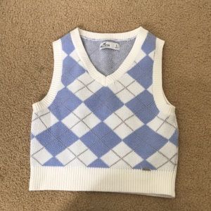 Blue and white cropped vest from Hollister
